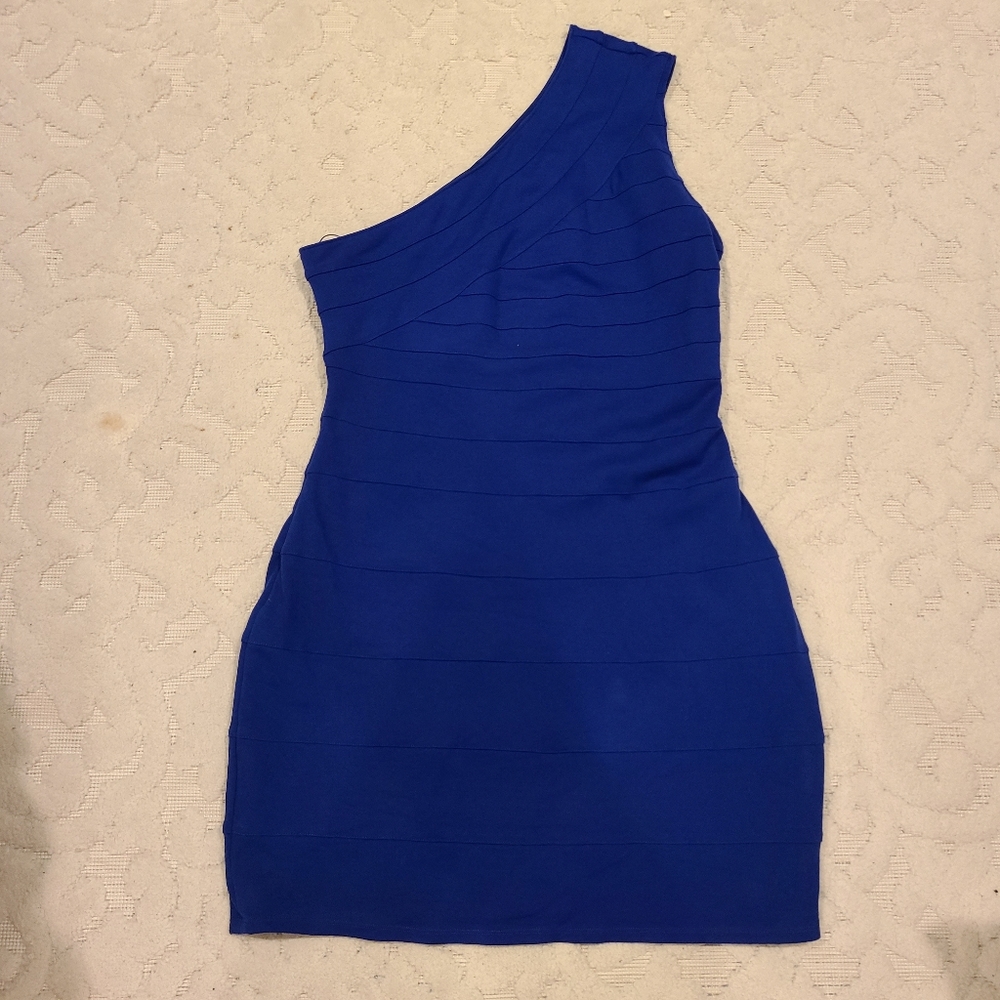 Express Blue One Shoulder Bodycon Dress Sz Large